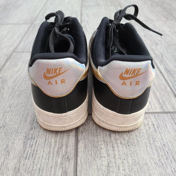 Nike Air Air Force 1 women's sneakers black white and gold size 7 - Picture 6 of 14